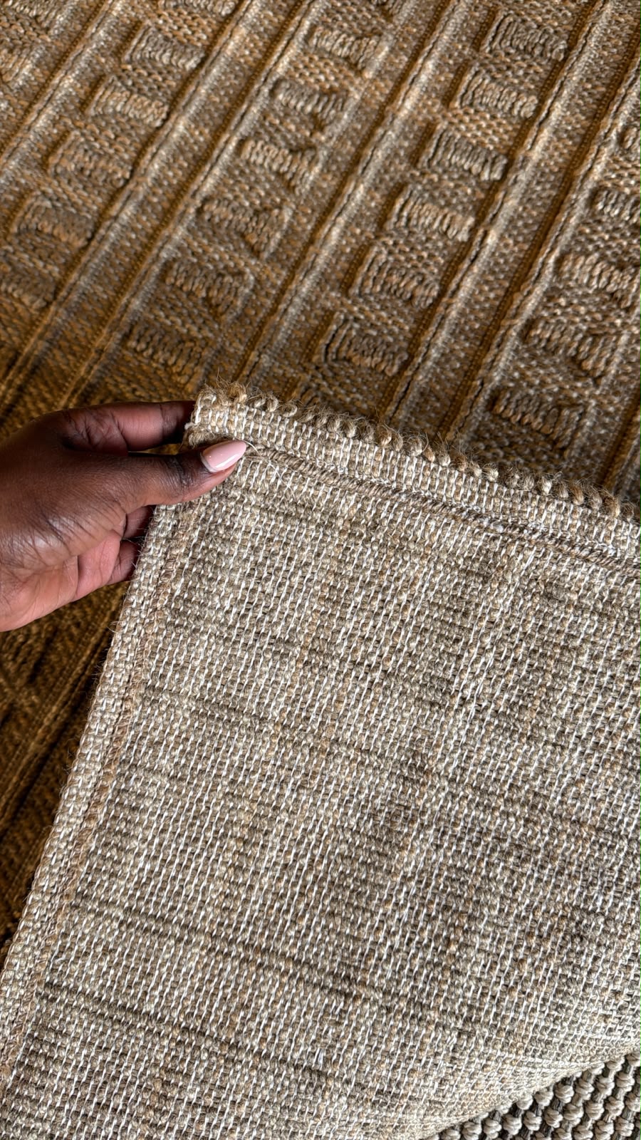 Timeless Woven Brick Textured Corridor Runner Rug - Beige 3D Blocks Pattern KBLOOM04 #T21