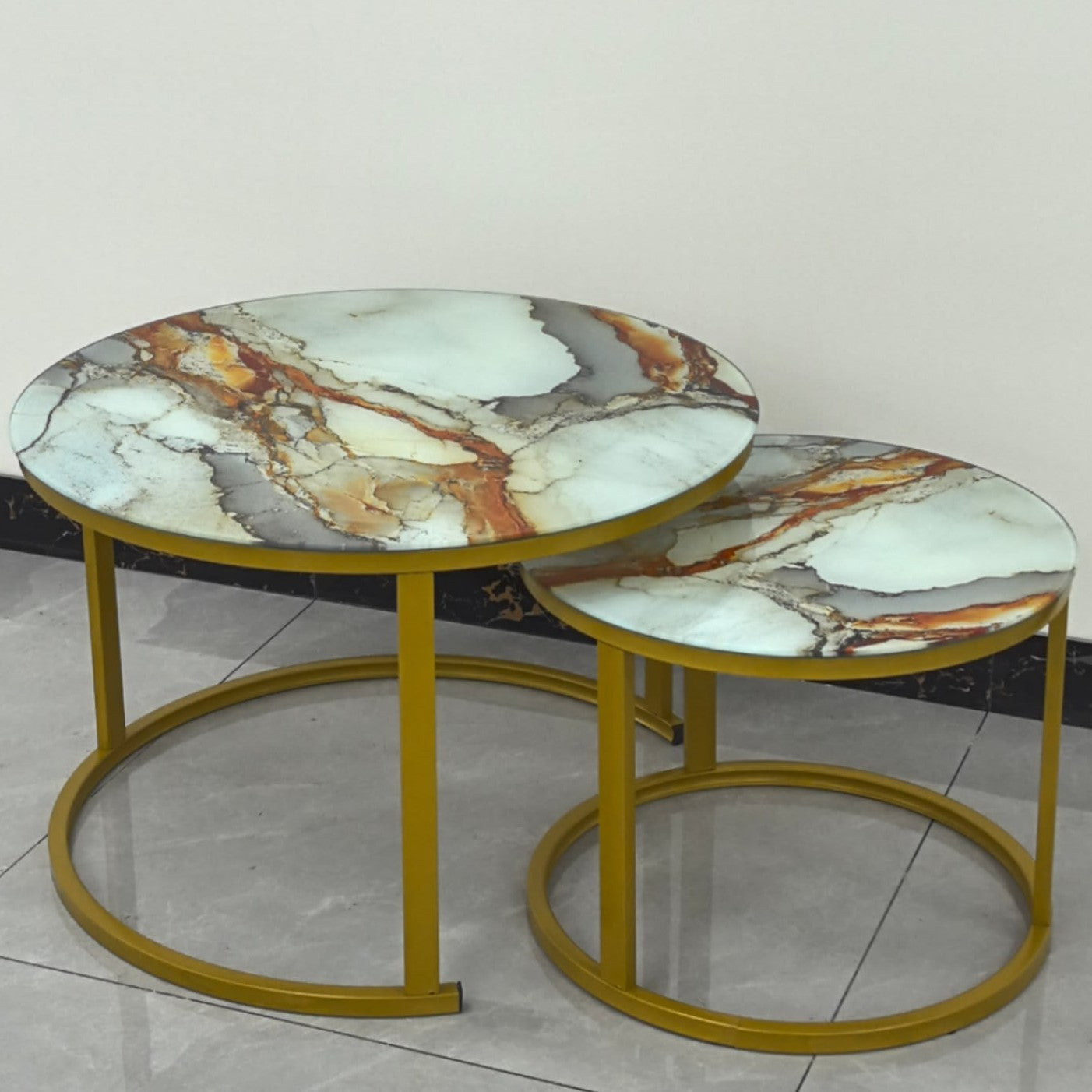 Nesting Coffee Table with Glass Effect Finish