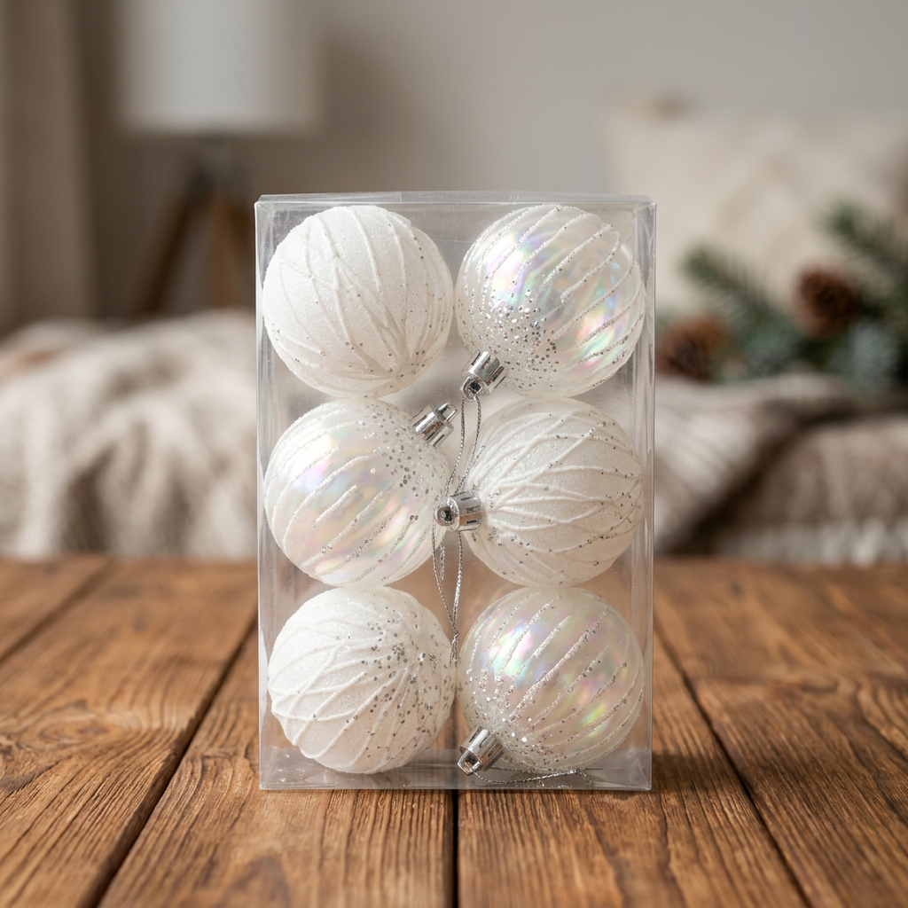 6cm Coloured Christmas Baubles Set of 6 in Assorted Colours for Christmas Tree and Festive Decorations available in Nairobi, Kenya