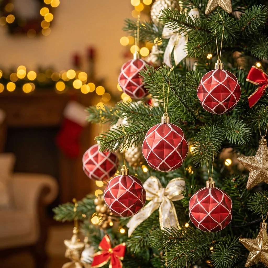 6cm 6Pcs Coloured Christmas Baubles