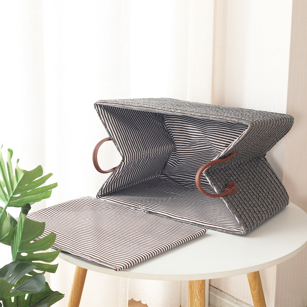 Handheld Woven Storage Basket For Laundry And Home Organization