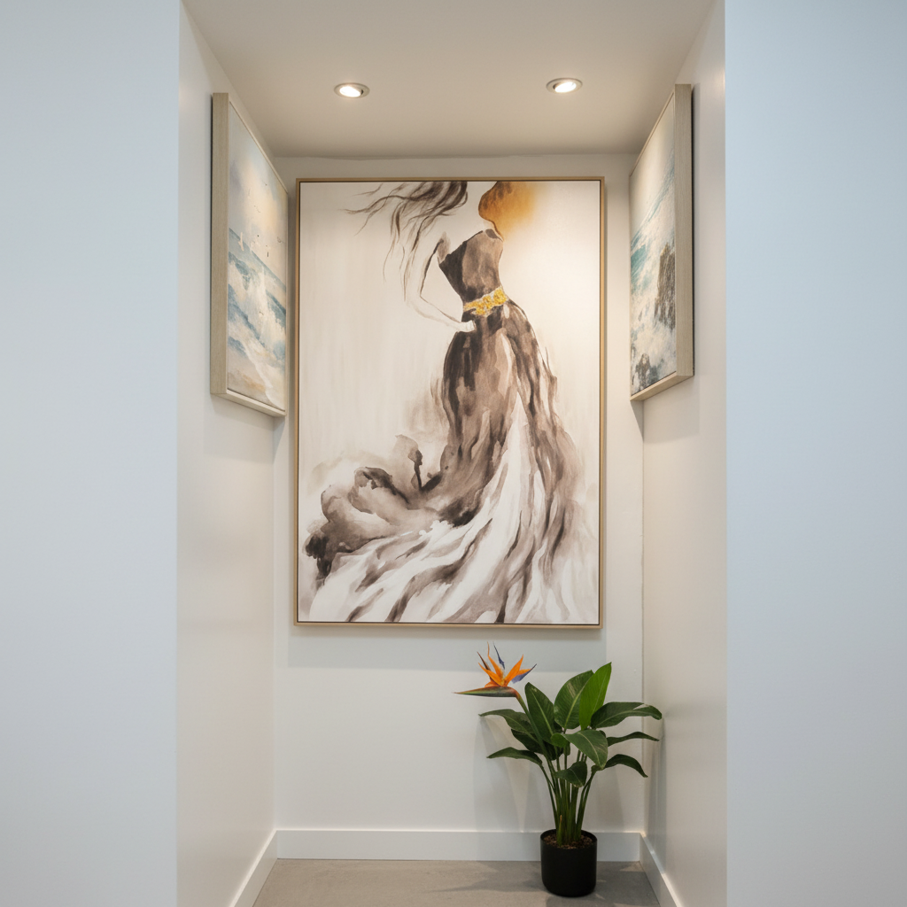 Framed Lady Portrait Vertical Oil Painting Wall Art 80 By 120 Cm Modern Elegant Design