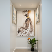 Framed Lady Portrait Vertical Oil Painting Wall Art 80 By 120 Cm Modern Elegant Design