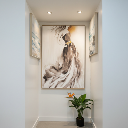 Framed Lady Portrait Vertical Oil Painting Wall Art 80 By 120 Cm Modern Elegant Design