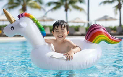 Inflatable unicorn pool floater for kids’ water fun