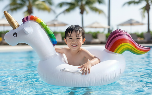 Inflatable unicorn pool floater for kids’ water fun