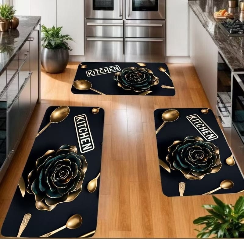 3Pc Rubber Kitchen Mat Set