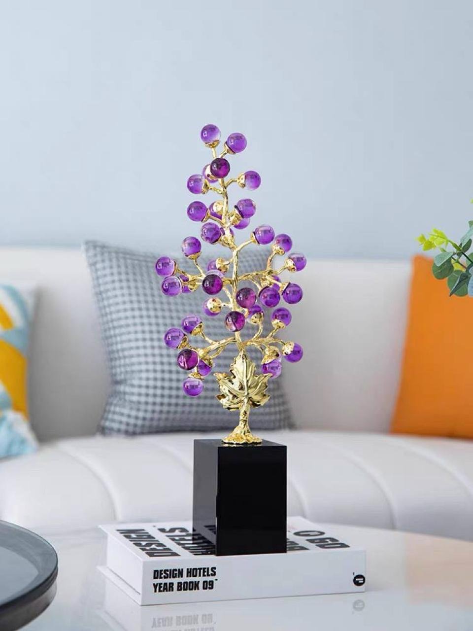 Elegant crystal grape ornament with sparkling crystal grapes, designed as a decorative tabletop centerpiece for modern home décor. ✨🍇
