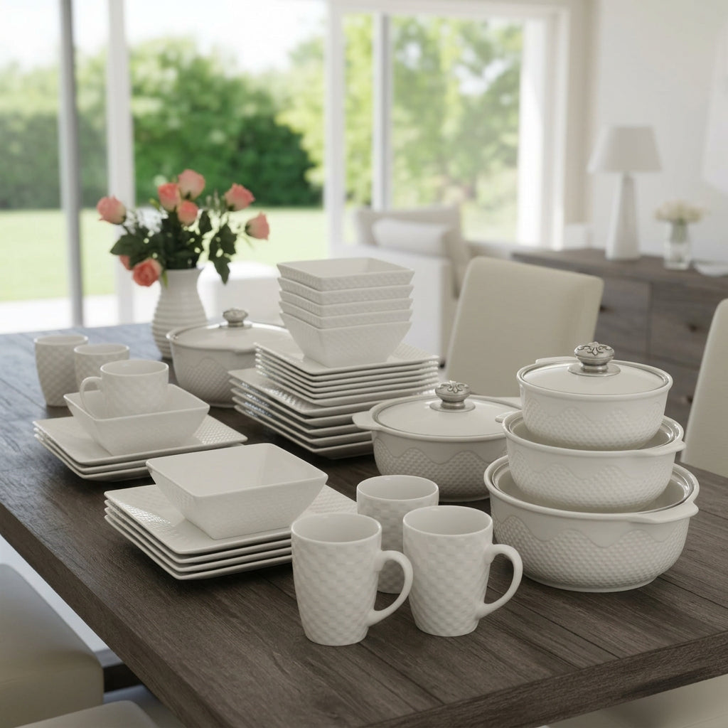 White Square Dinner Set 30-Piece Combo