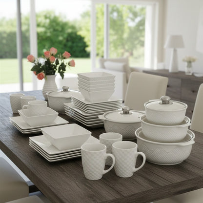 White Square Dinner Set 30-Piece Combo