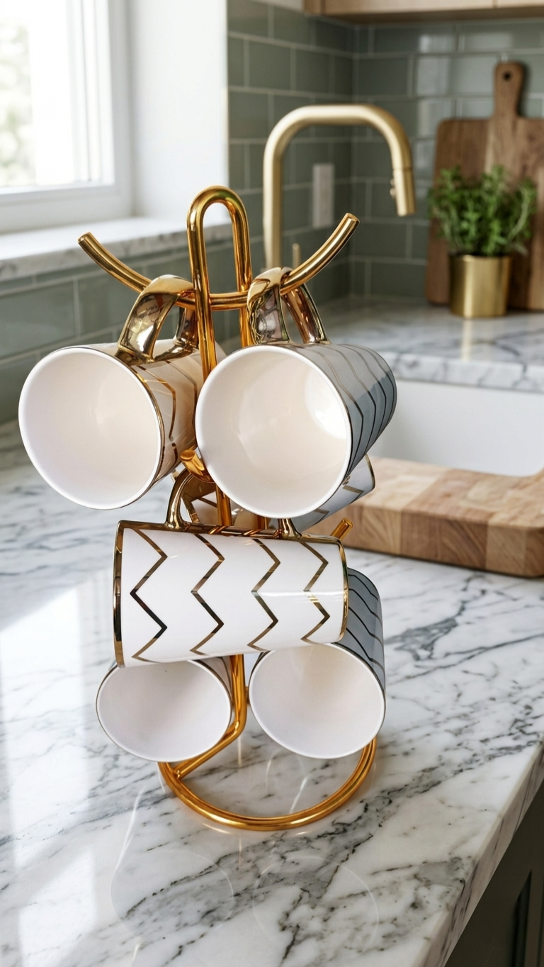 Gold Ceramic Cups / Mugs