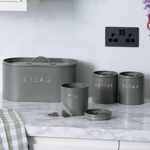 Galvanized Bread Bin with 3 Canisters – 10L