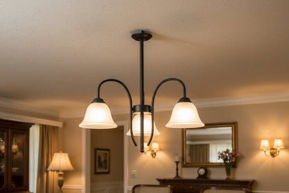Black & White 3-Arm Decorative Pendant Lamp-PL 7032-27-03-BK