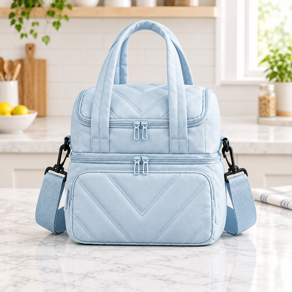 24 × 18.5 × 27cm Double Layer Insulated Lunch Bag
