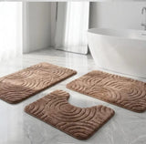 3-Piece Toilet And Bathroom Mat Set
