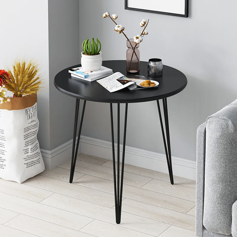 Luxury round side table with a 50 cm tabletop and gold metallic hairpin legs, ideal for living rooms, bedrooms, and balconies.