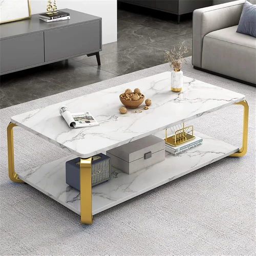 Modern MDF coffee table in black and white with a minimalist design and rectangular shape