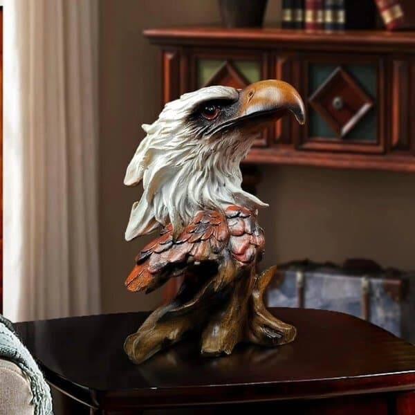 Bald eagle décor statue, detailed and majestic decorative piece for home or office display.