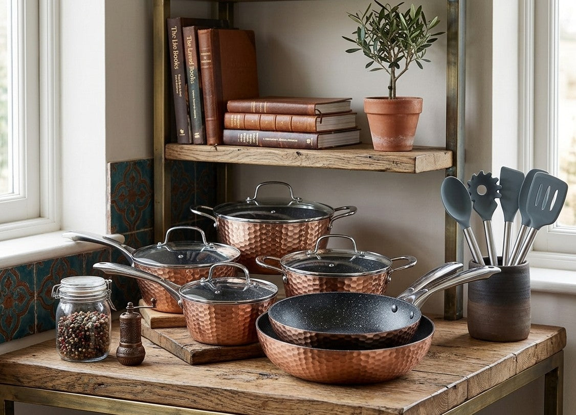 14Pc Hammered Nonstick Cookware Set