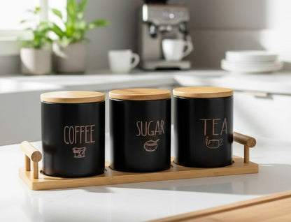 3pc Canisters with Bamboo Lid