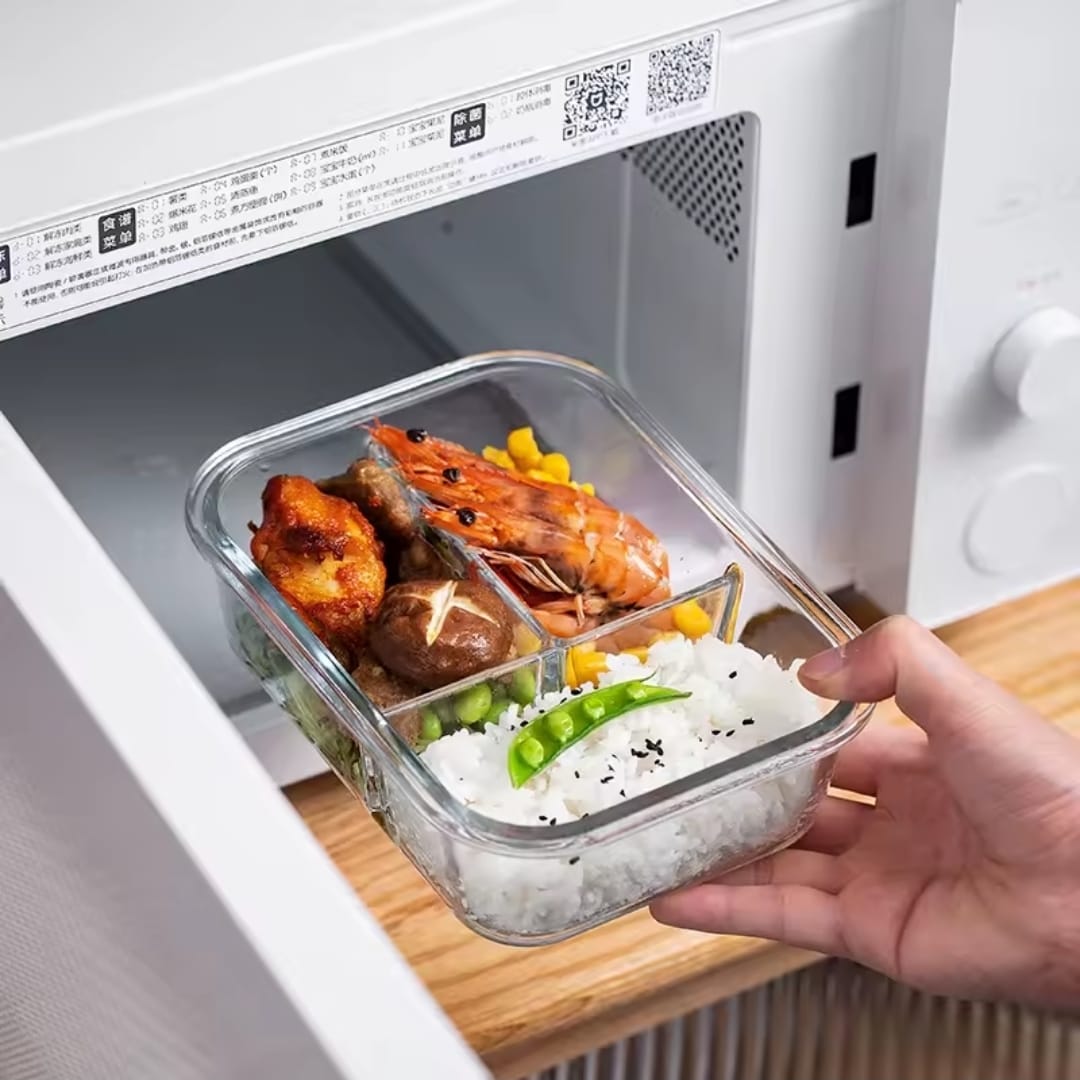 High Borosilicate Glass Partitioned Lunch Box