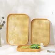 3pcs bamboo serving trays with grid bottom – multifunctional home decor and household use

 