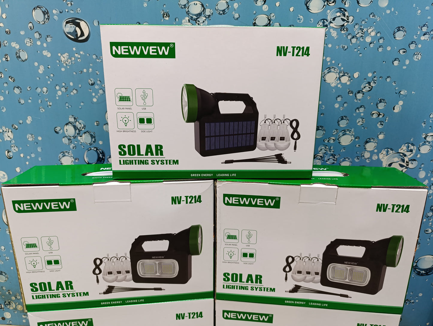 solar lighting system with inbuilt panel and 3 LED bulbs