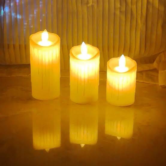 3Pc Battery Operated LED Candles Set