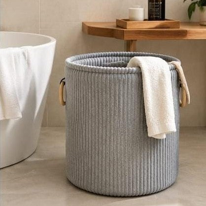 Velvet Corduroy Laundry Basket