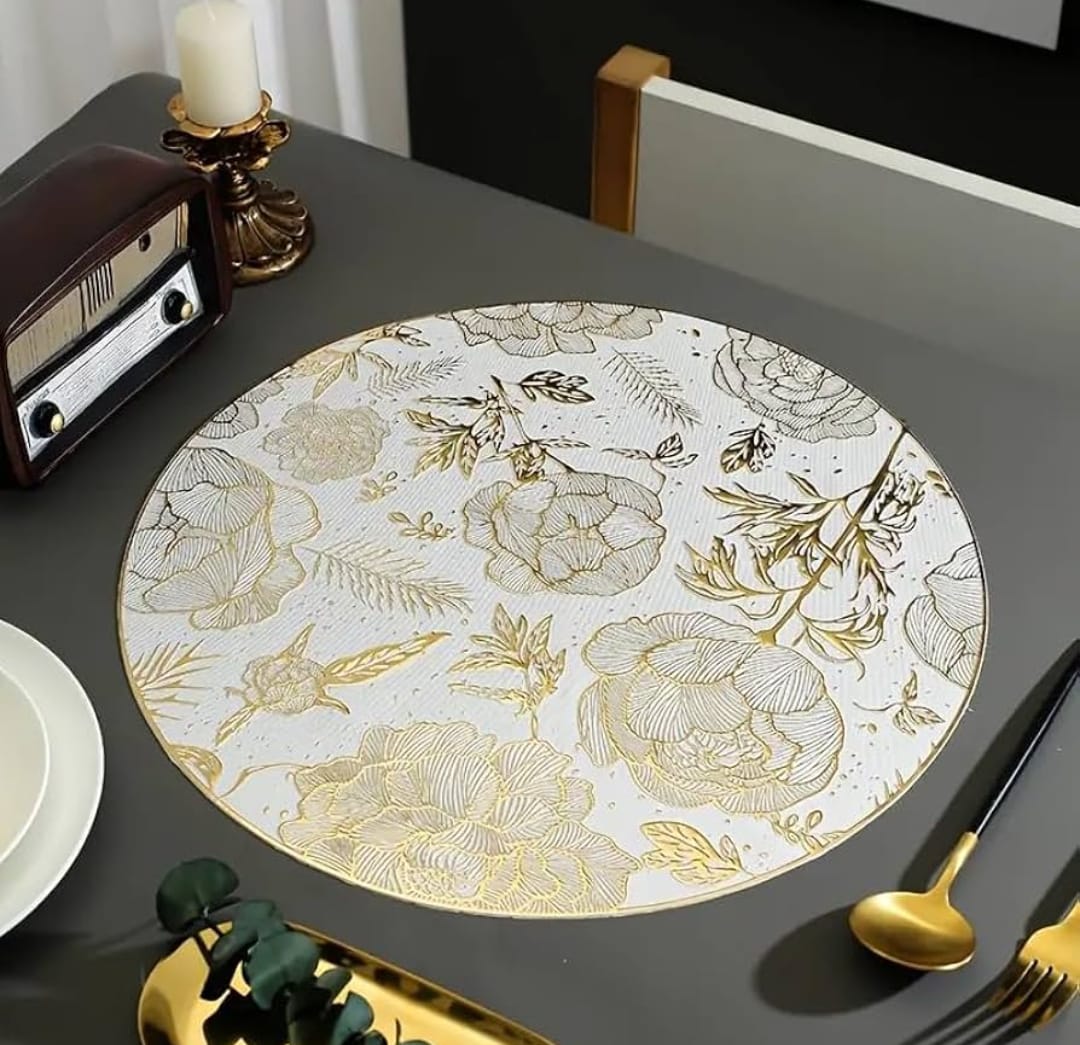 Set of 6 round table mats, elegant placemats for dining table protection and décor