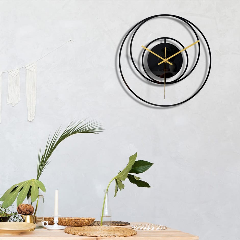 3D Black Acrylic Round Digital Wall Clock