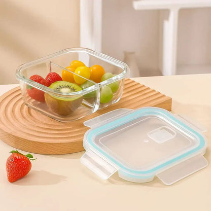 2 Grid High Borosilicate Glass Partitioned Lunch Box