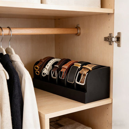 6 Slot Bamboo Belt Organizer