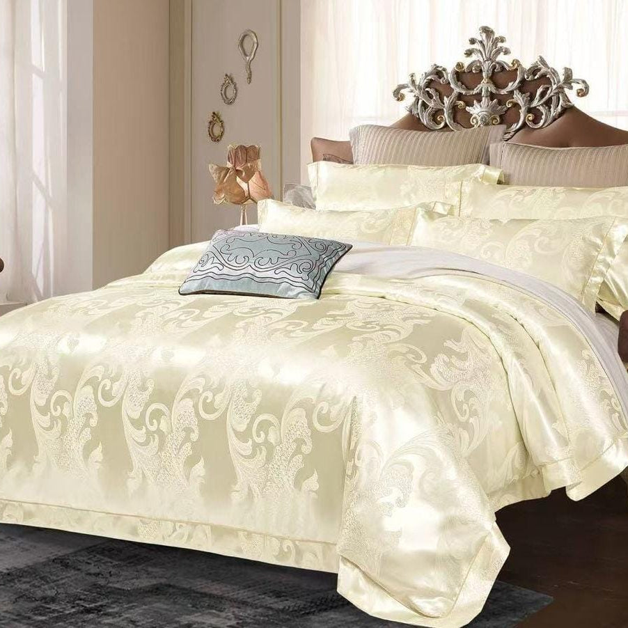 Silk Duvet Cover Set with Lace Design 6 x 7