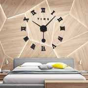 Large 120 cm black 3D Roman numeral acrylic mirror wall clock with DIY design and quartz movement.