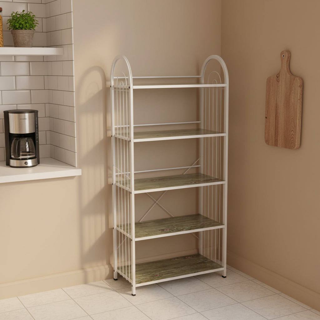 5-Tier Metal Storage Rack With Arched Frame 60x30x140cm