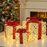3-Pcs Christmas Gift Box Decoration Set With Lights