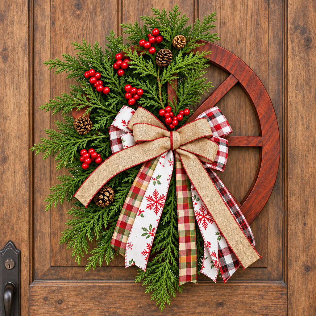 40cm Christmas Rustic Wagon Wheel Garland