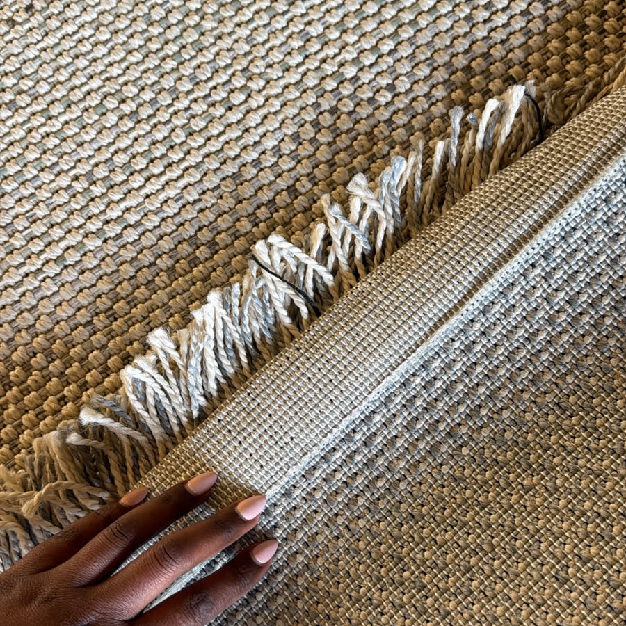 Oriental Weavers Kemet Textured Corridor Runner Rug – Beige Grey Dotted Stripe with Fringe KBORIE254 #4