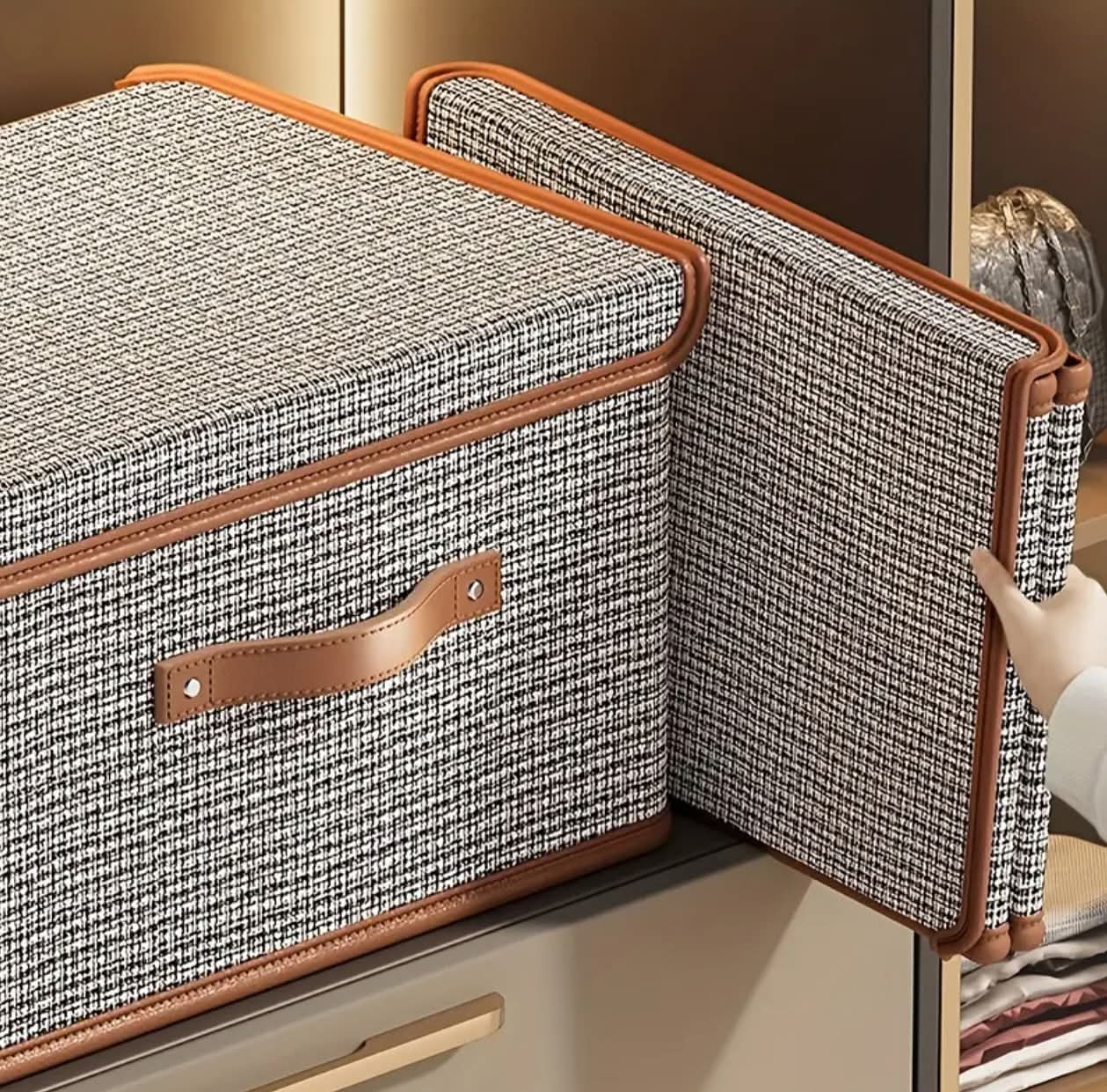 Foldable Fabric Storage Box With Flip Lid