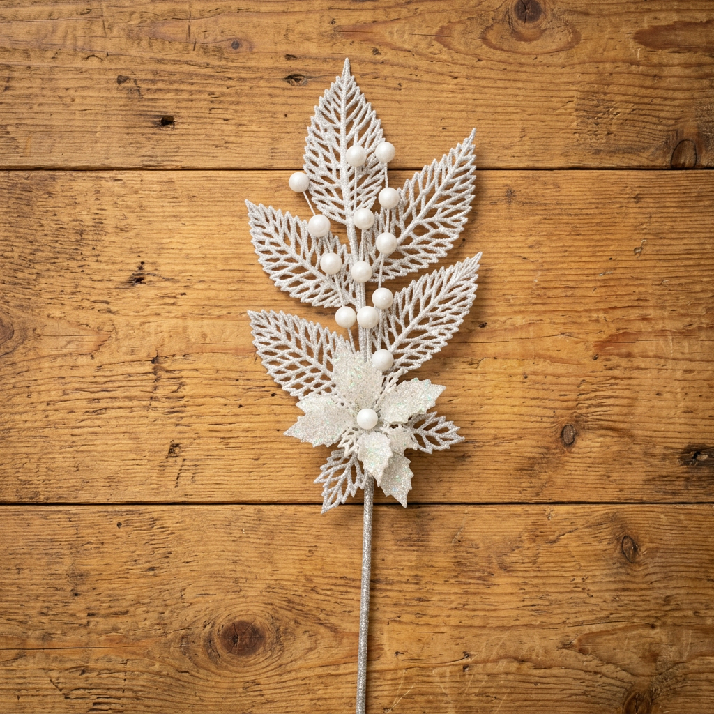 6Pcs 25cm Glitter Christmas Floral Picks