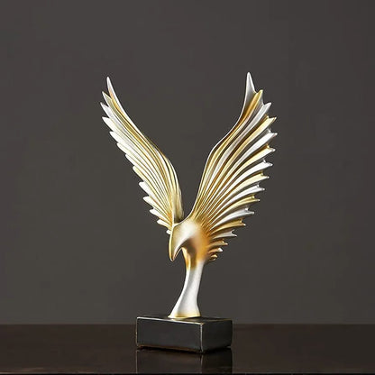 Gold eagle wing statue sculpture, collectible figurine for home, kitchen, living room, or porch décor