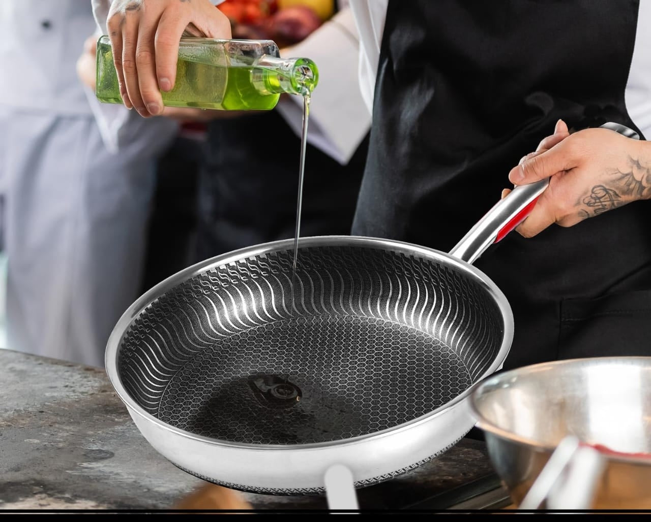 Non-Stick Honeycomb Stainless Steel Frying Pan