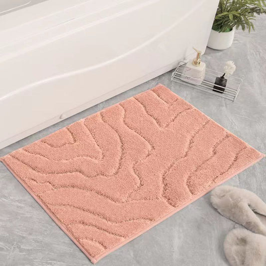 Fluffy absorbent bathroom mat with rubber bottom