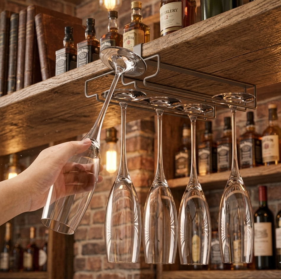 Under-Cabinet Double Wine Glass Holder