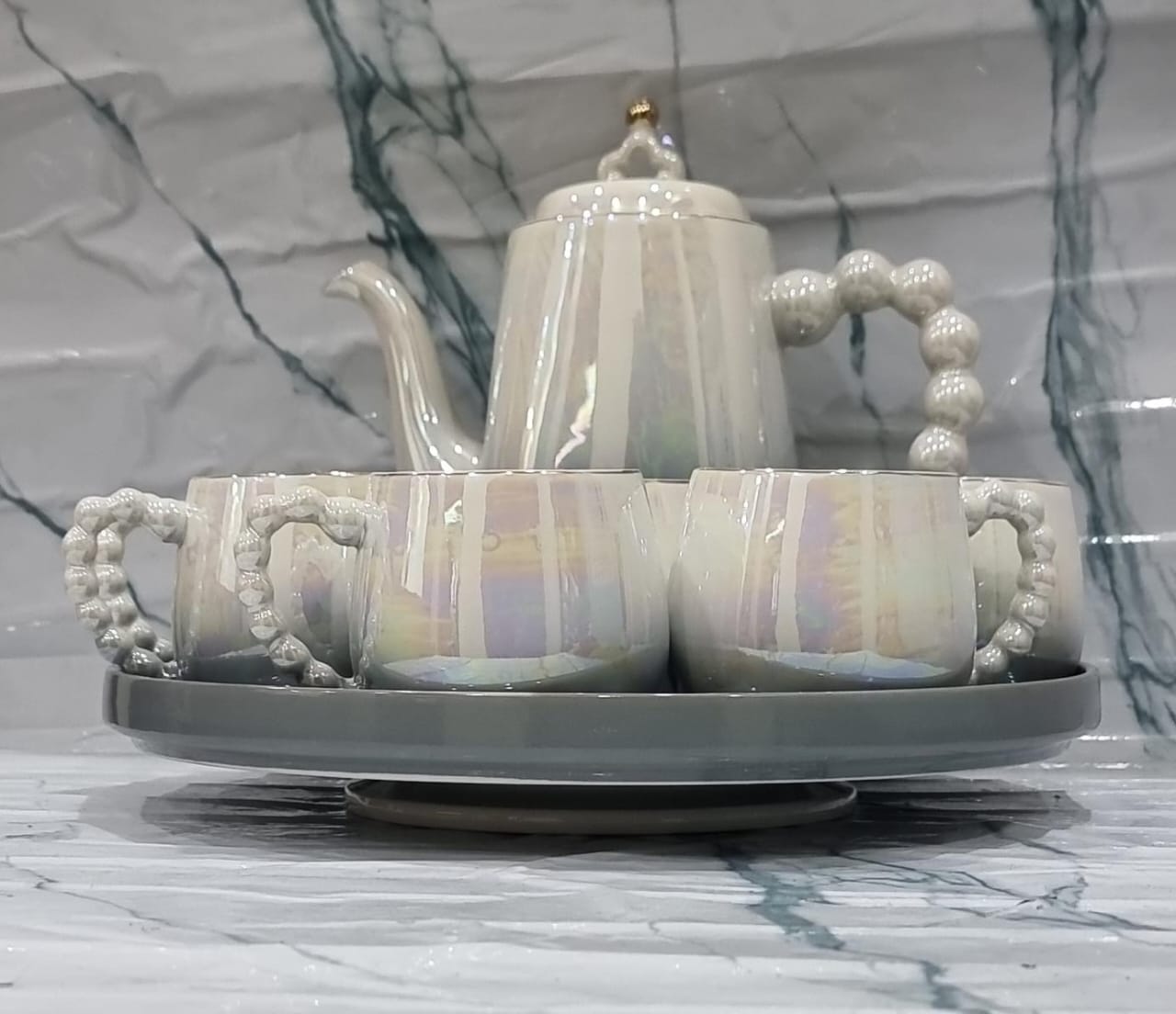 8-Piece Rotating Tray Tea Set