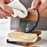 6 pcs Marble Wood Splicing Coasters