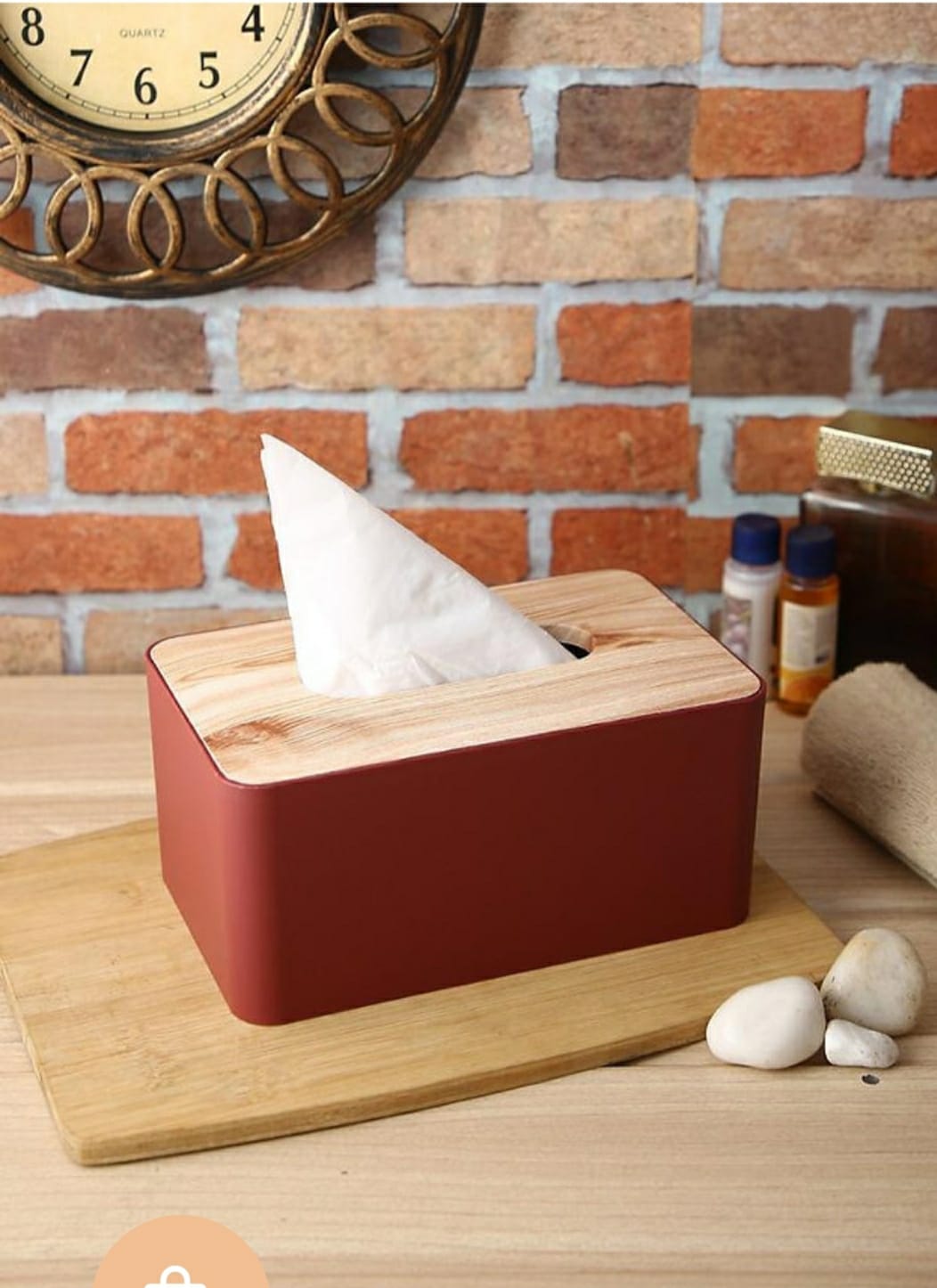 Bamboo Lid Napkin Tissue Holder