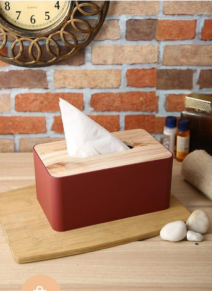 Bamboo Lid Napkin Tissue Holder