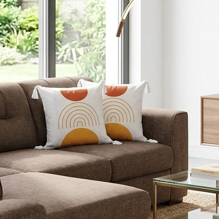 2Pcs Semi Boho Cushion Covers With Tassels